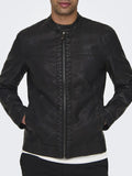 ONLY&SONS Giubbino in ecopelle nero