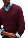 TOMMY H U COL Maglioncino a v in misto cashmere e cotone BORGOGNA
