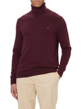 TOMMY H U COL Maglione collo alto in cotone e cashmere BORGOGNA