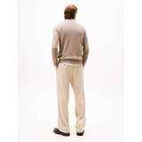 TOMMY H U COL Maglione collo alto mezza zip cotone organico e cashmere TAUPE