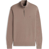 TOMMY H U COL Maglione collo alto mezza zip cotone organico e cashmere TAUPE