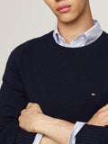 TOMMY H U COL Maglia Lambswool girocollo blu