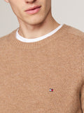 TOMMY H U COL Maglia Lambswool girocollo beige