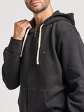 TOMMY H U COL Felpa con zip e cappuccio nero