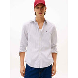 TOMMY H U COL Camicia core hairline in popeline di cotone B.CO/BLU