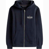 TOMMY H U PRE Felpa cappuccio Hilfiger stacked hooded zip blu