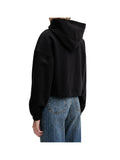 TOMMY J D COL Felpa hoodie cappuccio linear bling cropped nero