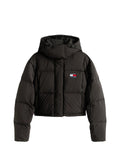 TOMMY J D COL Piumino cappuccio Alaska cropped nero