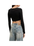TOMMY J D PRE Maglia super cropped in maglia fine nero