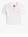 TOMMY J D PRE Polo pointelle cropped bianco