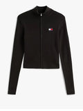 TOMMY J D PRE Maglioncino collo alto full zip nero