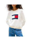TOMMY J D PRE Maglioncino colourblock bandiera logo bianco