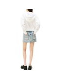 TOMMY J D PRE Felpa zip boxy cropped fit bianco