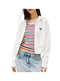 TOMMY J D PRE Felpa zip boxy cropped fit bianco