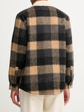 TOMMY J U COL Giacca camicia check teddy oversize nero