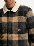 TOMMY J U COL Giacca camicia check teddy oversize nero