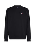 TOMMY J U PRE Felpa regular badge girocollo nero