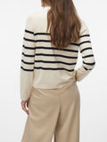 VERO MODA Pullover Saba a righe BEIGE/NERO