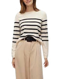 VERO MODA Pullover Saba a righe BEIGE/NERO