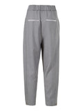 YES-ZEE D Pantaloni con pinces e bottoni al fondo grigio
