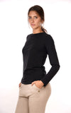 YES-ZEE D T-shirt basic manica lunga girocollo nero
