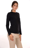 YES-ZEE D T-shirt basic manica lunga girocollo nero
