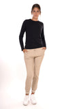 YES-ZEE D T-shirt basic manica lunga girocollo nero