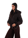 AX ARMANI D Piumino cappuccio tecnico patch logo MORO