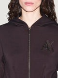 AX ARMANI D Felpa zip e cappuccio logo MORO