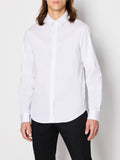 AX ARMANI U Camicia in satin di cotone slim fit bianco