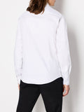 AX ARMANI U Camicia in satin di cotone slim fit bianco