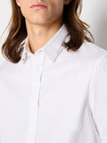 AX ARMANI U Camicia in satin di cotone slim fit bianco
