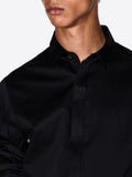 AX ARMANI U Camicia in satin di cotone slim fit nero