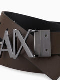 AX ARMANI U Cintura con fibbia logo NERO/MARRONE