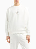 AX ARMANI U Felpa girocollo con logo centrale bianco