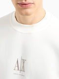 AX ARMANI U Felpa girocollo con logo centrale bianco