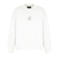 AX ARMANI U Felpa girocollo con logo centrale bianco