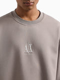 AX ARMANI U Felpa girocollo con logo centrale tortora