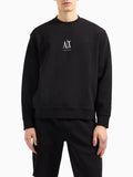 AX ARMANI U Felpa girocollo con logo centrale nero