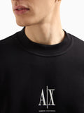 AX ARMANI U Felpa girocollo con logo centrale nero
