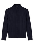 AX ARMANI U Cardigan full zip a coste in misto lana e cotone BLU SCURO