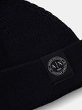 AX ARMANI U Cappellino zuccotto beanie patch logo BLU SCURO