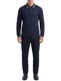 ARMANI EXCHANGE Polo manica lunga logo e profili contrasto BLU SCURO