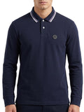 ARMANI EXCHANGE Polo manica lunga logo e profili contrasto BLU SCURO
