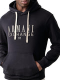 AX ARMANI U Felpa cappuccio maxi logo BLU SCURO