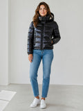 BLAUER D Piumino cappuccio Gloria NERO/BEIGE
