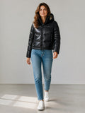 BLAUER D Piumino cappuccio Gloria NERO/BEIGE