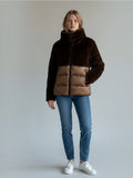 BLAUER D Piumino bimaterico marrone