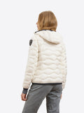 BLAUER D Piumino cappuccio Camelia onde bianco