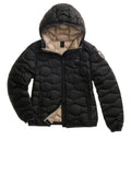 BLAUER D Piumino cappuccio Camelia onde NERO/BEIGE